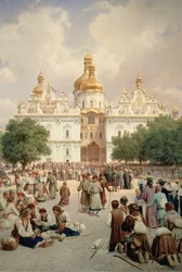 La Gran Iglesia de Kievo-Pecherskaya Lavra en Kiev, 1905